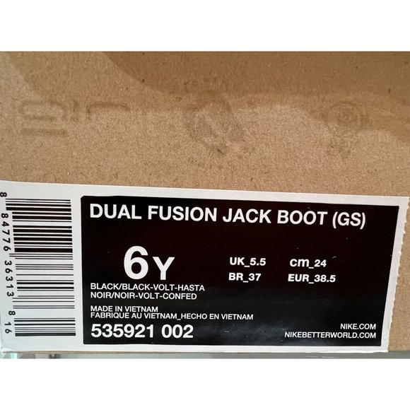 Nike Dual Fusion Jack Boot GS 'Black Volt - 535921 002 Youth size 6 - Picture 10 of 10
